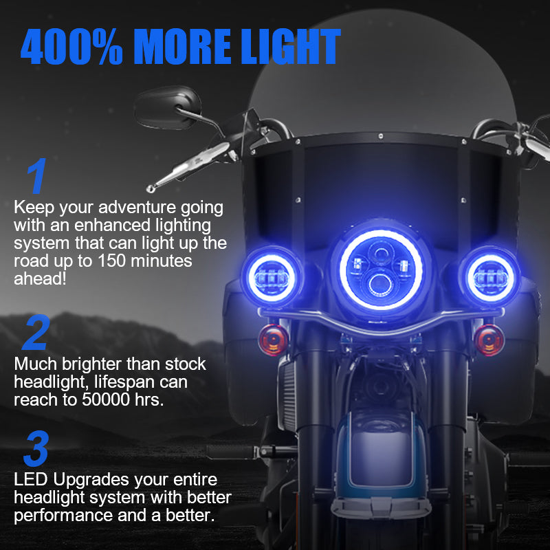 7 inch headlight+fog lights for Harley