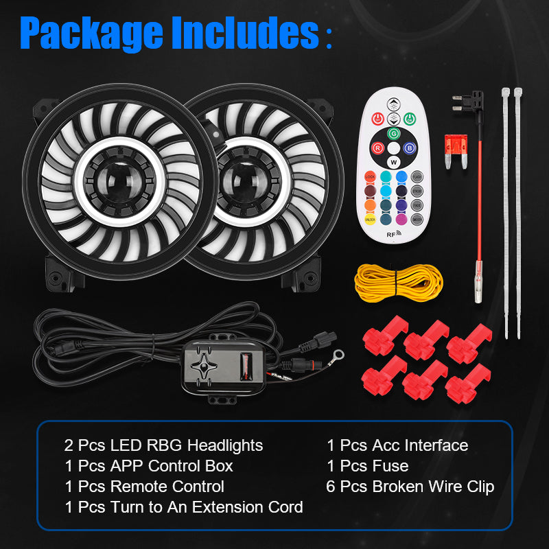 Sharingan Jeep RGB Halo Headlights Package Include