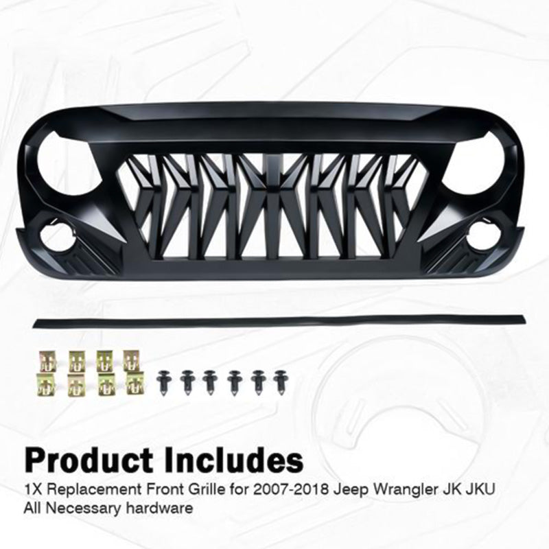 Shark Grille & Smoke Turn Signal Lights Combo for Jeep Wranger JK/ JKU