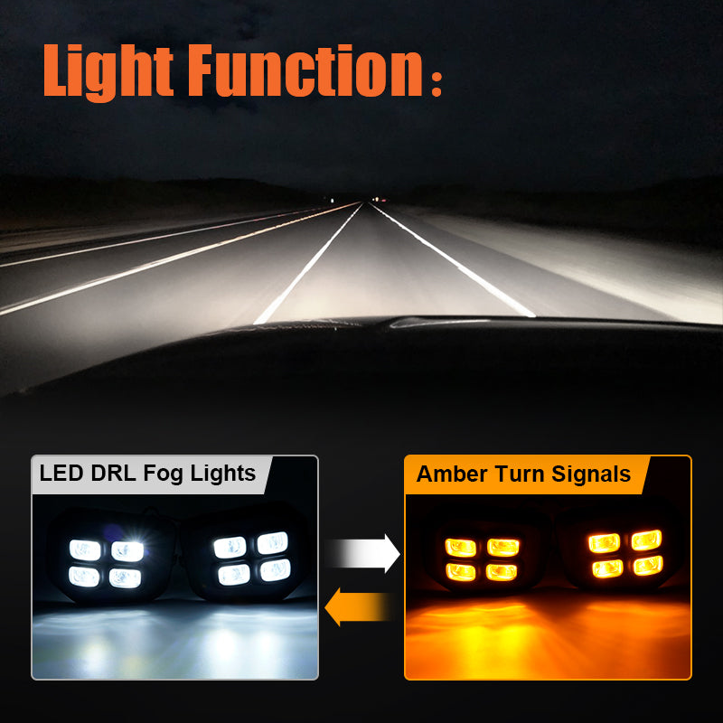 Roxmad 4 Eyes Style LED Fog Lights with Amber Turn Signal Lights for 2