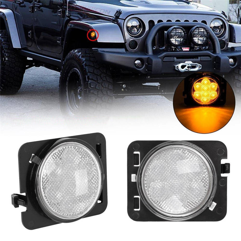 Black fender lights for Jeep Wrangler JK