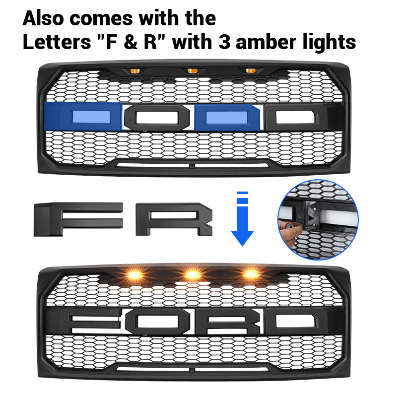 Ford-F150-Front-Grill-With-LED-Raptor-Lights