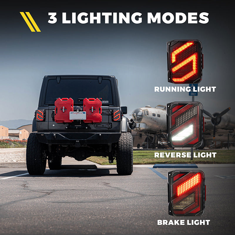 Jeep Wrangler JL LED taillights 3 lighting modes