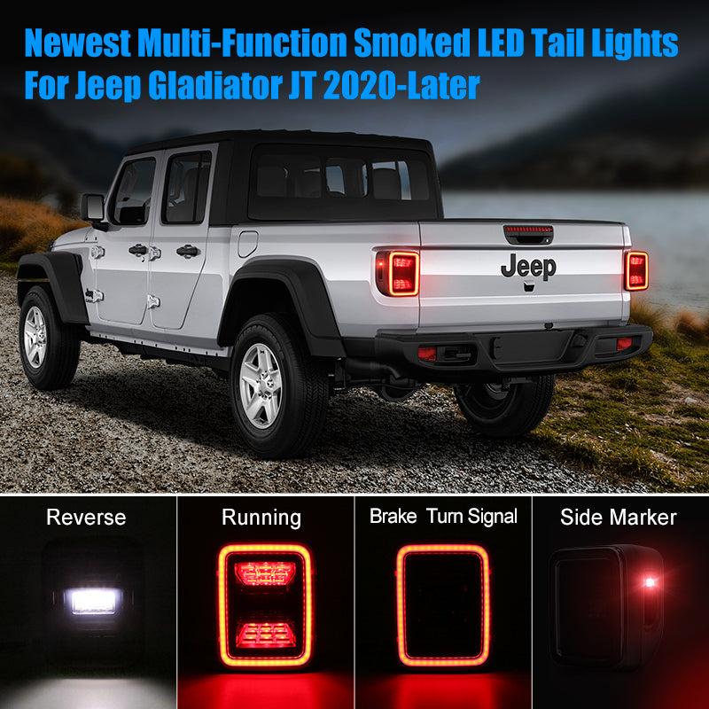 Smoked LED Tail Lights For Jeep Gladiator JT 2020-Later