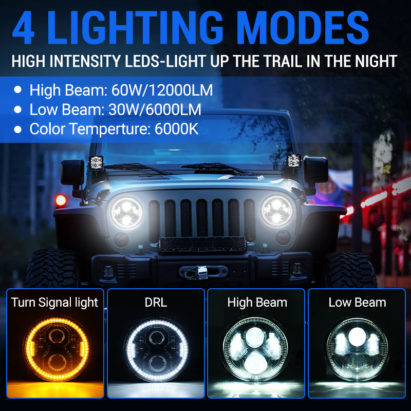 Jeep JK halo headlights 4 lighting modes