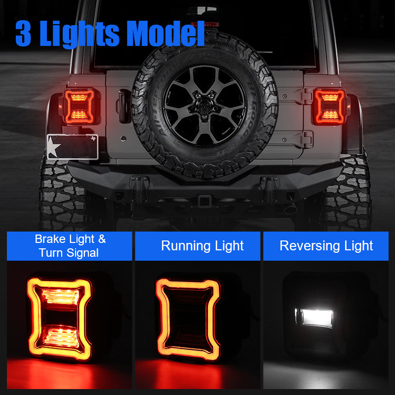 LED Tail Lights For Jeep Wrangler JL JLU 3 Lighting modes