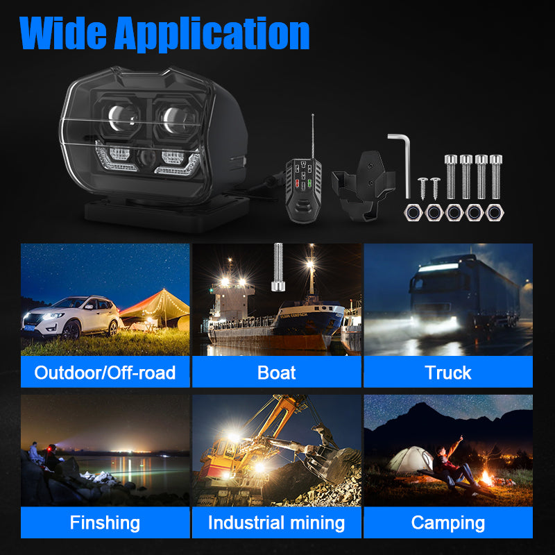 360° LED remote control 60W search spotlight 36V work light for Truck  Offroad