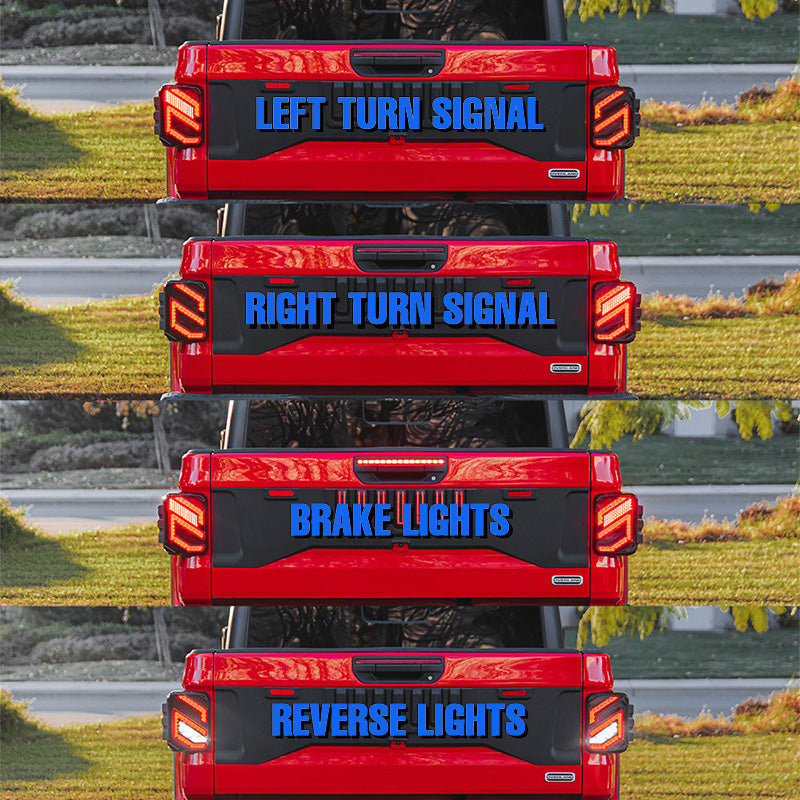 Jeep Gladiator JT LED taillights 4 lighting modes