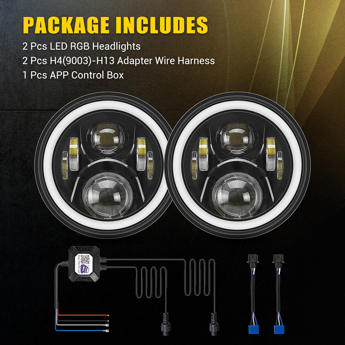 Jeep LED RGB Headlights Package Include