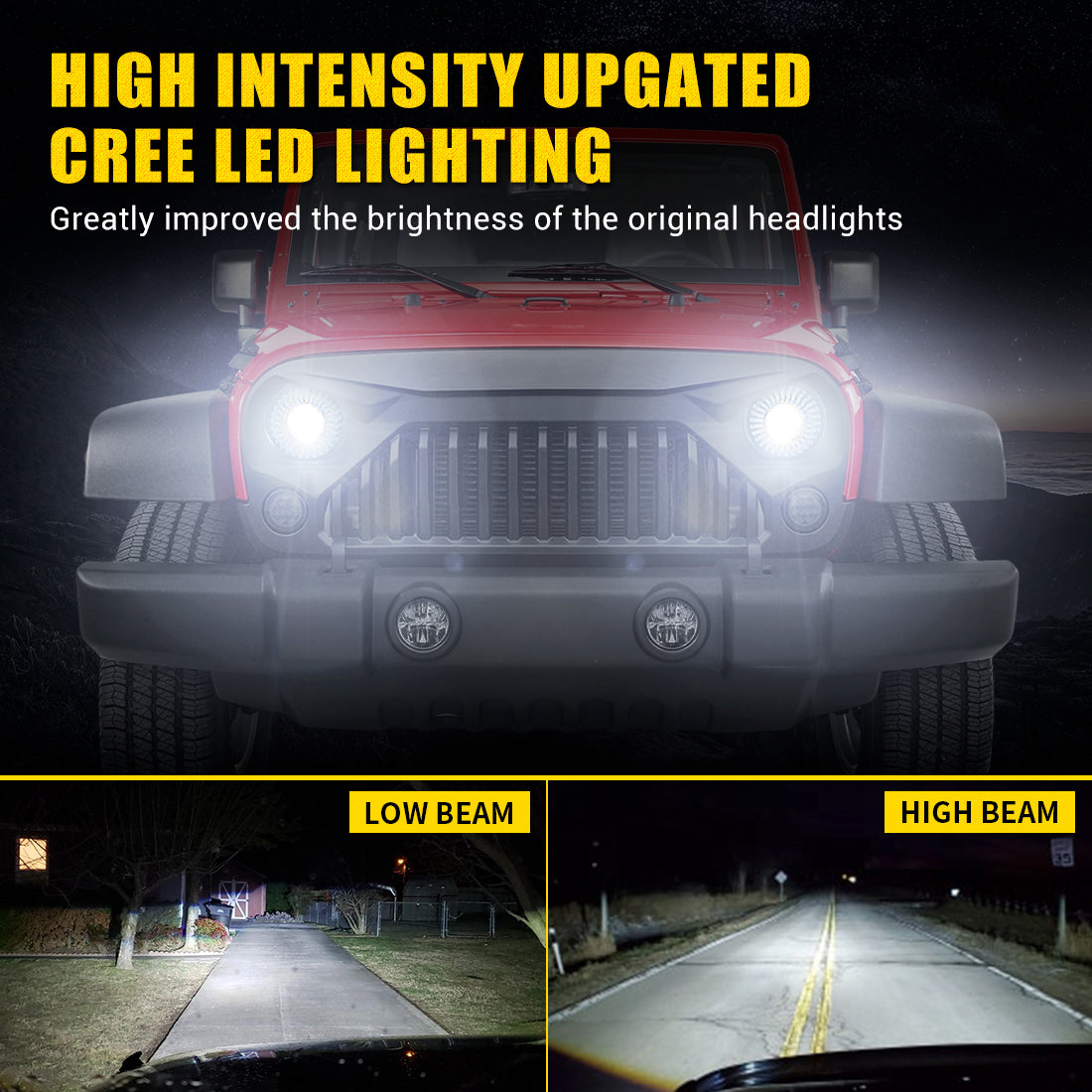 Crawlertec Dynamic Colorshift 7'' RGB Headlights For Jeep Wrangler