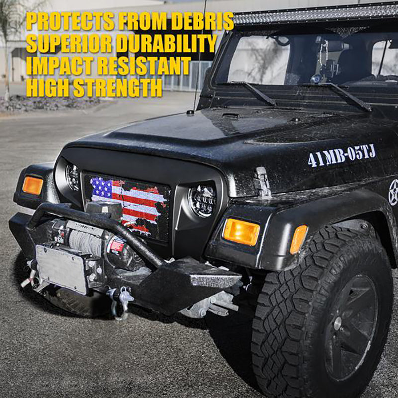 1997-2006 Black ABS Jeep Wrangler TJ Angry Front Grill