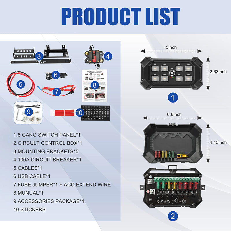 8-gang switch panel product list