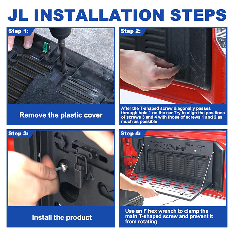 Jeep JL tailgate table installation