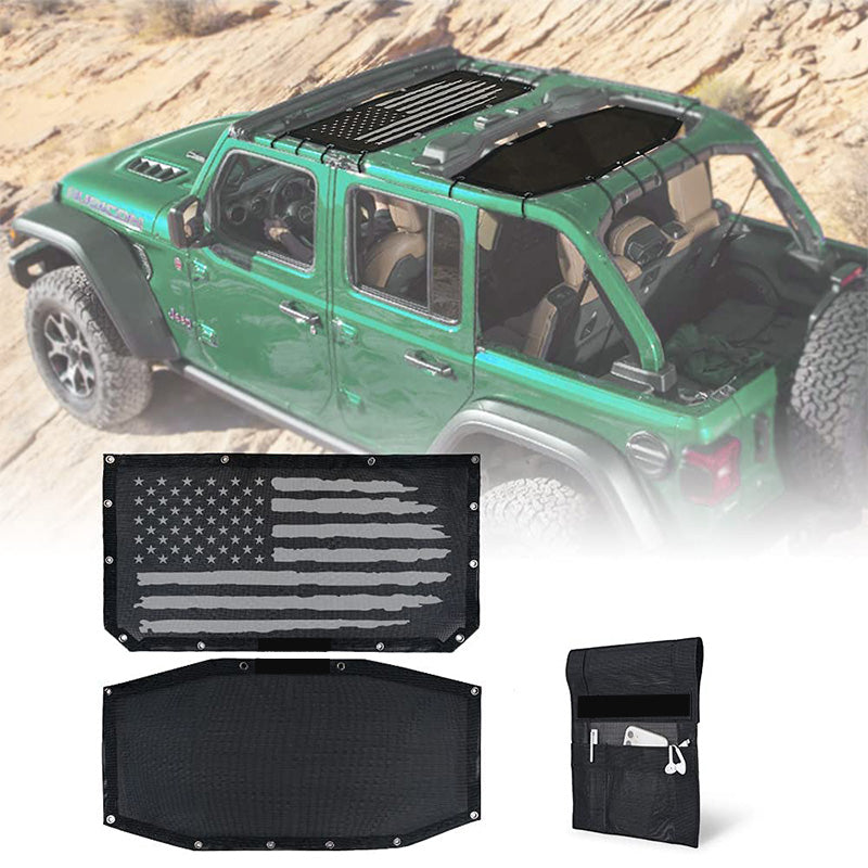 Top Mesh Sun Shade for 2018+ Jeep Wrangler JLU 4 Door