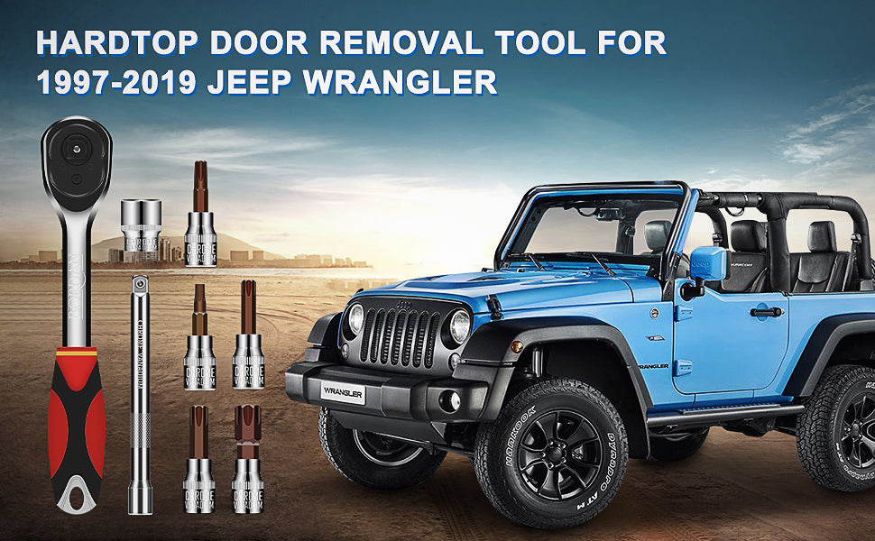 Crawlertec Universal Socket Wrench Kit Hardtop Door Removal Torx Tool Sets for 1997-2020 Jeep Wrangler TJ CJ LJ JK JKU JL JT Rubicon Sahara Sports