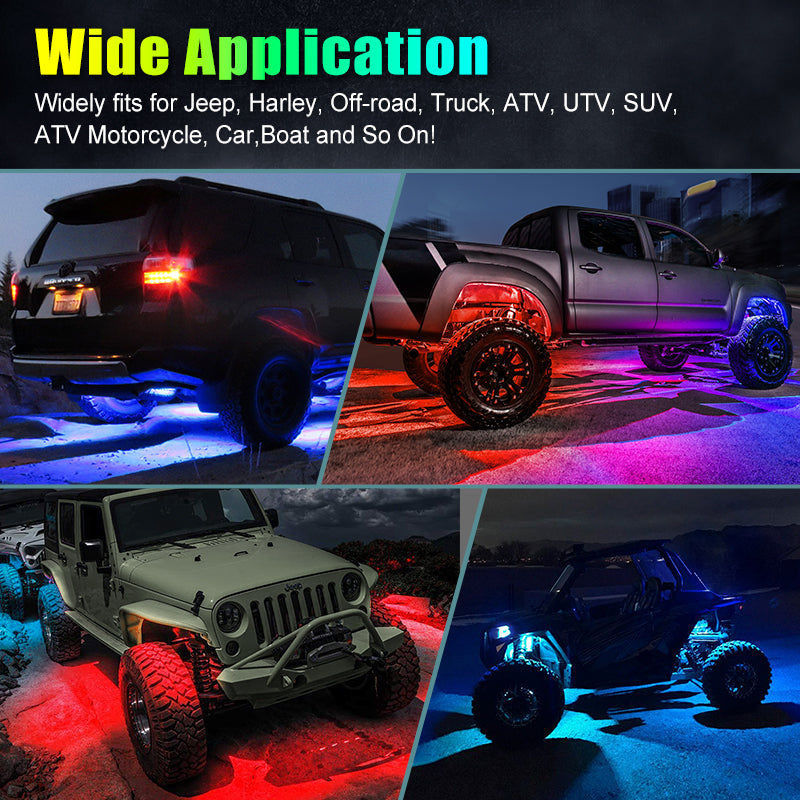 Offroad Underbody RGBW LED Rock Lights for Jeep Harley Truck ATV