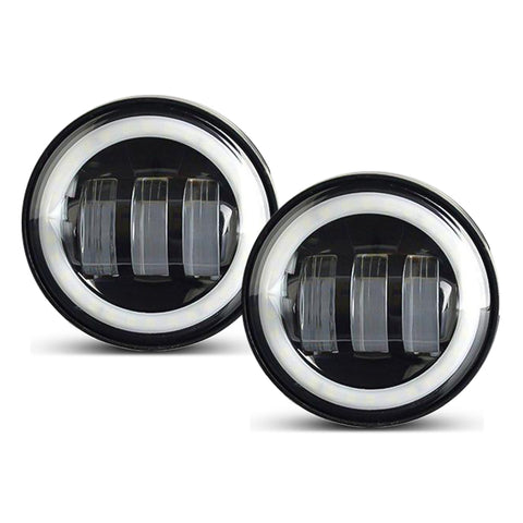 Harley 7 Inch LED Headlights with White Halo and Turn Signal Lights + 4.5 Inch LED Halo Fog Lights