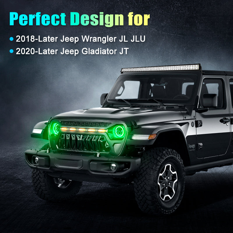 Multi-Function 9 Inch LED RGB Headlights For 2018+ Jeep Wrangler JL And Jeep Gladiator JT