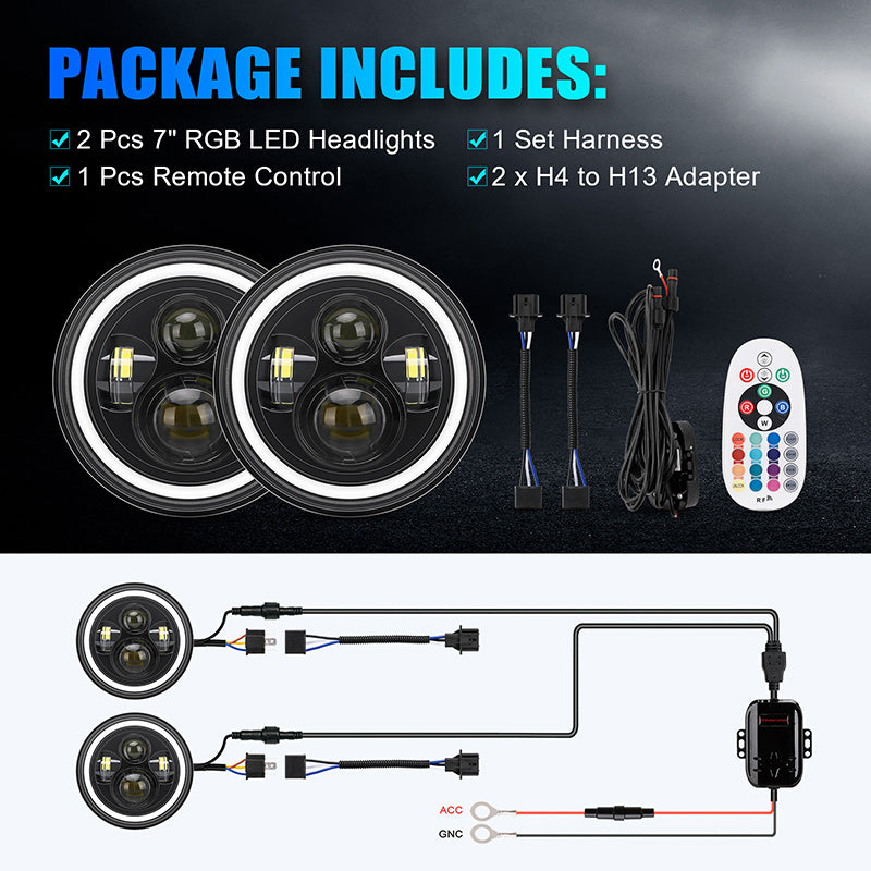 Jeep Wrangler Headlights LED Package Includes