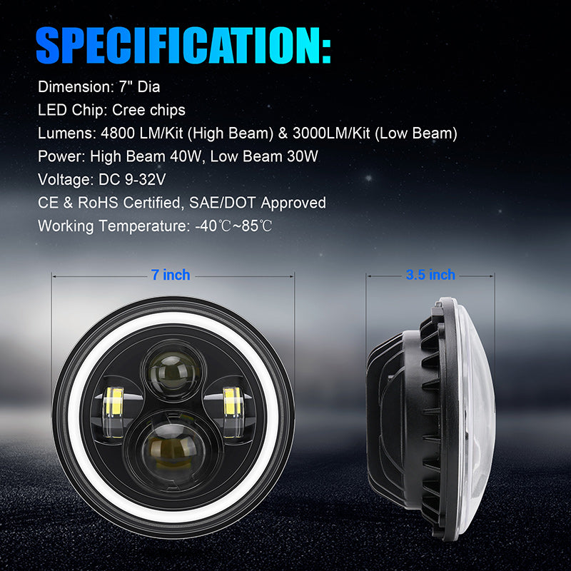 7 Inch LED RGB Headlights