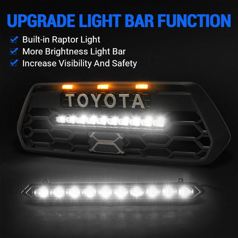 toyota tacoma aftermarket grille with led light bar