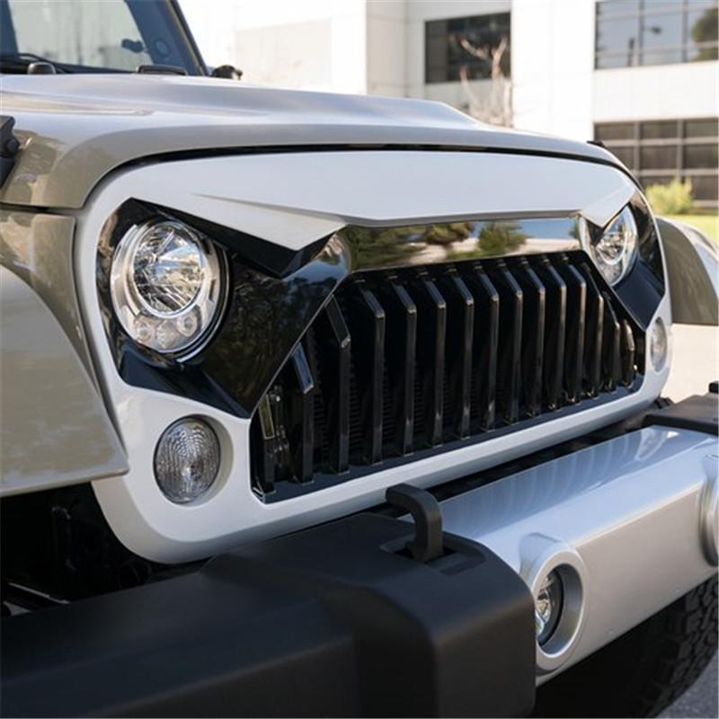 White Jeep Wrangler JK Angry Grill