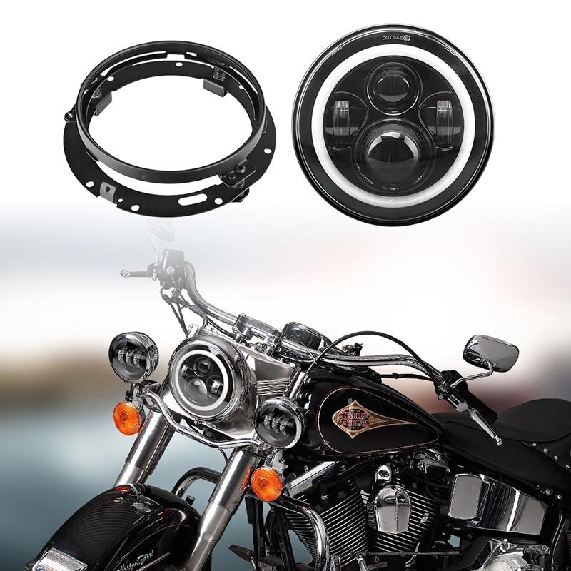 Harley 7 inch LED Headlight w/DRL +Mounting Bracket