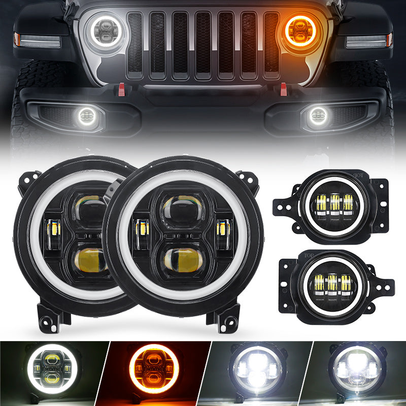 Jeep JL And Gladiator LED Halo Headlights & Fog Lights