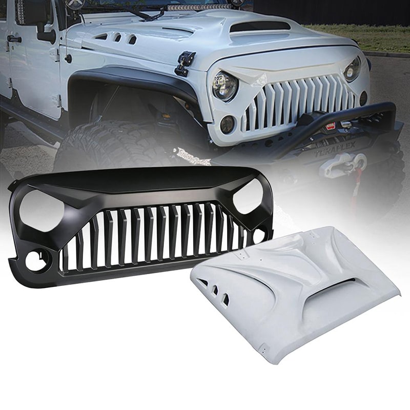 Hood and Grille Combo For Jeep Wrangler JK JKU 2007-2018