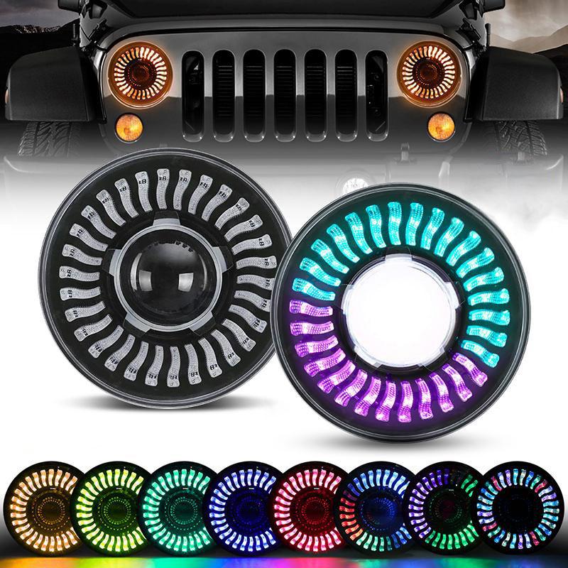 Dynamic Colorshift RGB LED Headlights For Jeep Wrangler