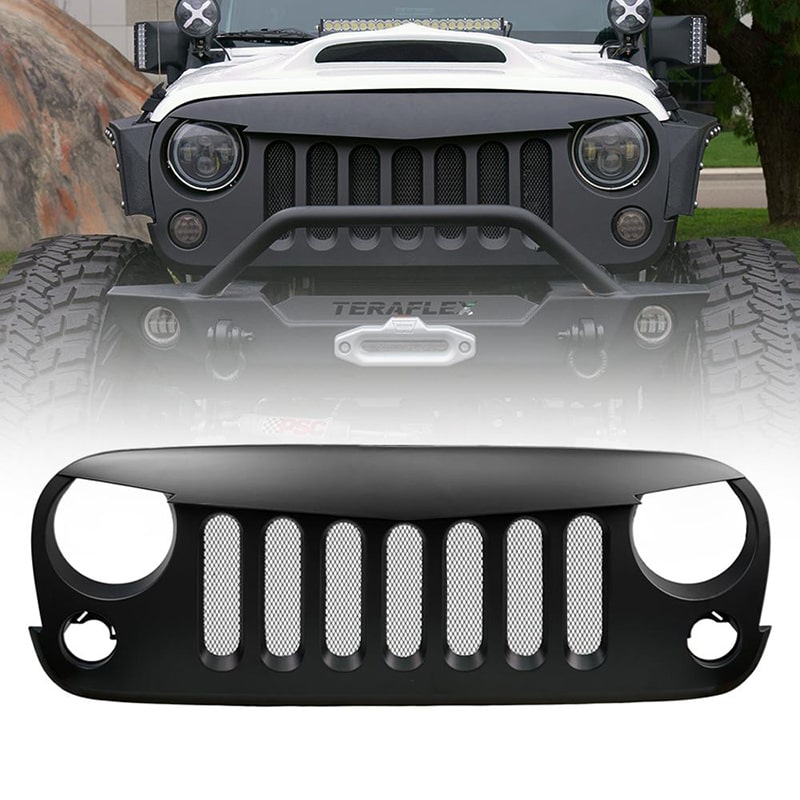 2007-2018 Black Jeep Wrangler Angry Birds Grille With Mesh