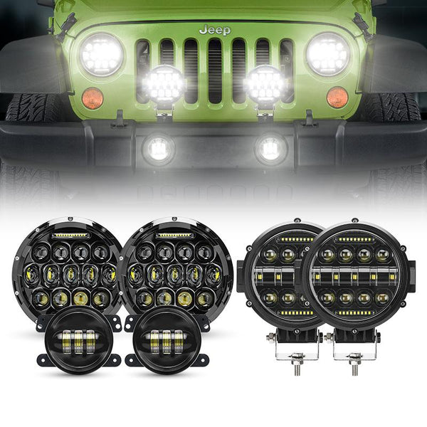 Jeep Wrangler JK LED Headlights + fog lights + pods Combo