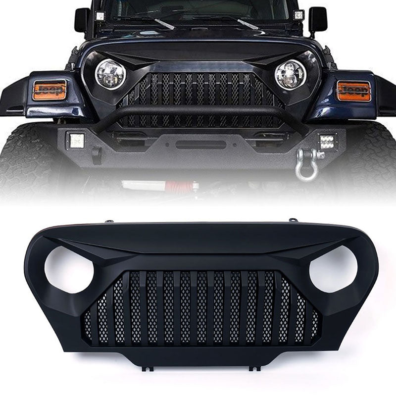 1997-2006 Black ABS Jeep Wrangler TJ Angry Front Grill