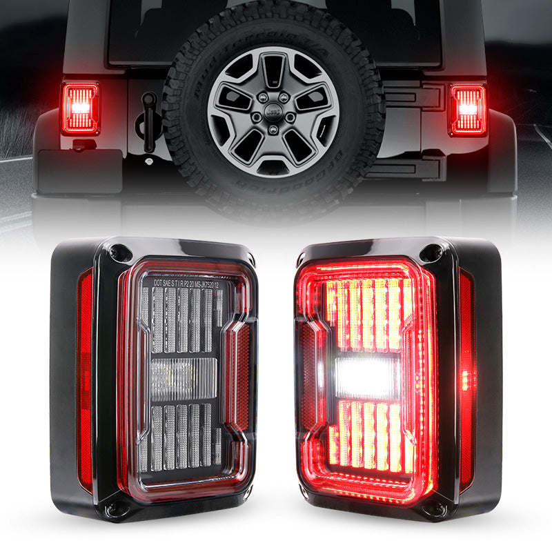 2007 - 2018 Jeep Wrangler JK Clear LED Tail Lights