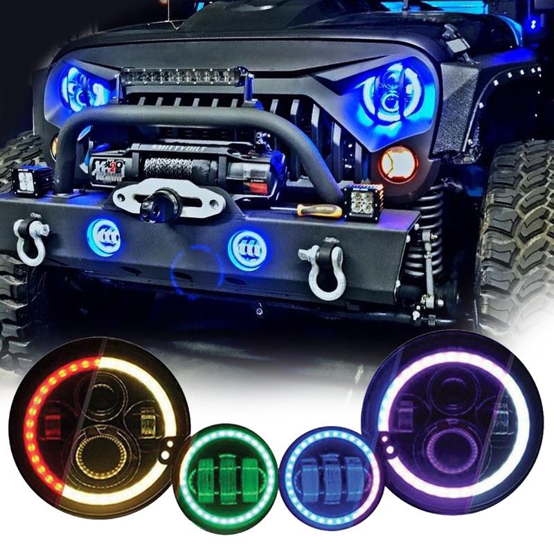 Jeep Wrangler Color Changing Halo Headlights + Fog Lights