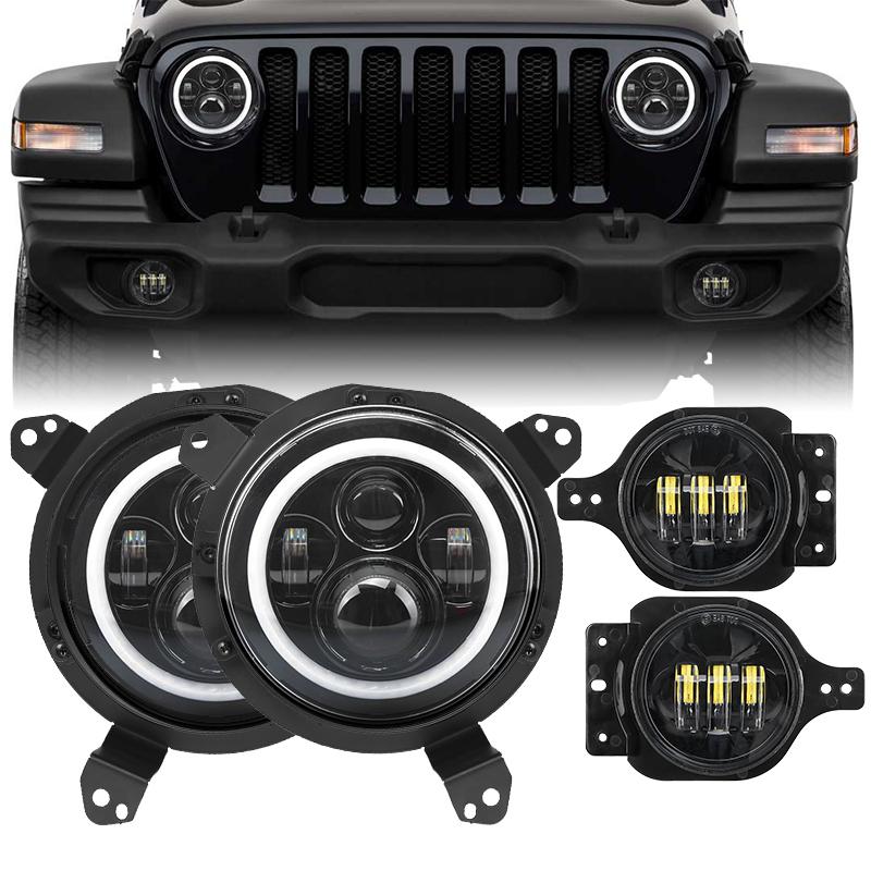 Jeep Wrangler JL LED Halo Headlights + Fog Lights Kit