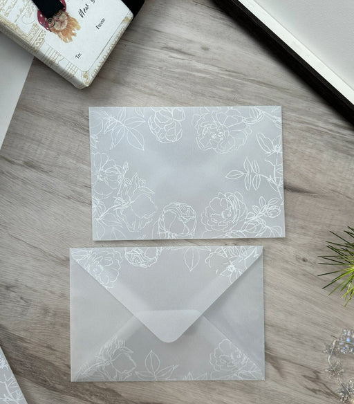 14X19cm Flower Transparent Envelopes / white clear envelopes/Clear  invitation Envelopes / Glassine Envelopes/gift packing