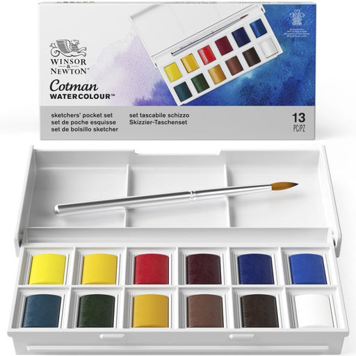 Holbein Artist's Watercolors Set of 36 Half-Pans with Brush (Palm Box Plus)