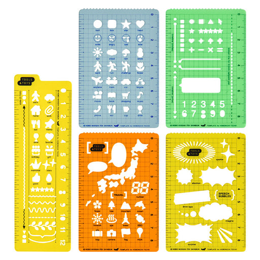 Kokuyo MO Series Stencil Template Boxes Lines Numbers Dividers Banners Icon  Bujo Stencil, WCN-CDTYS02