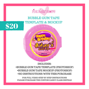 Download PINK SUGAR SHOPPE BUBBLE GUM TAPE TEMPLATE & MOCKUP - Pink Sugar Shoppe