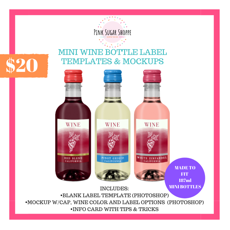 Download PINK SUGAR SHOPPE MINI WINE BOTTLE LABELS - Pink Sugar Shoppe