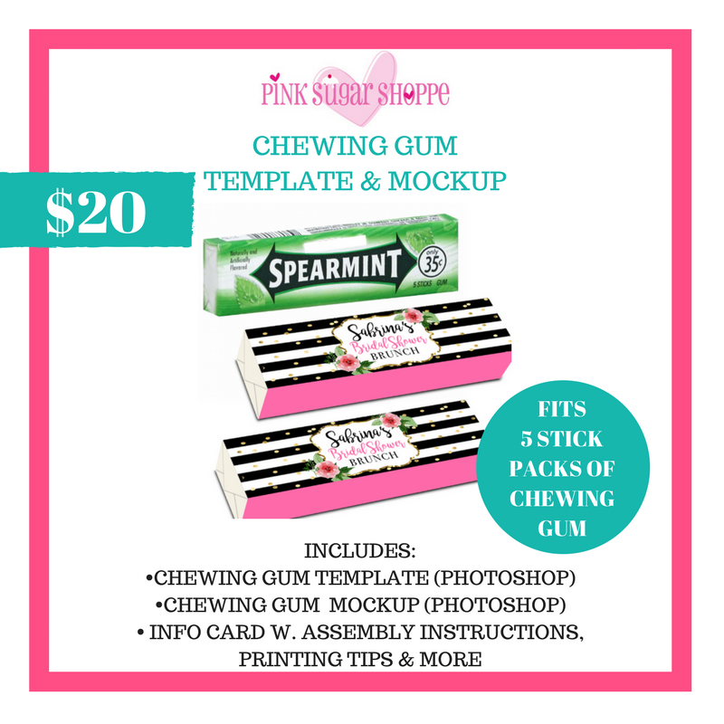 Download PINK SUGAR SHOPPE CHEWING GUM TEMPLATE AND MOCKUP - Pink Sugar Shoppe