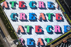Aerial View of Ben Eine's "CREATE" Artwork in East London