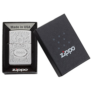 Engraved Crown Stamp™ Chrome Windproof Lighter