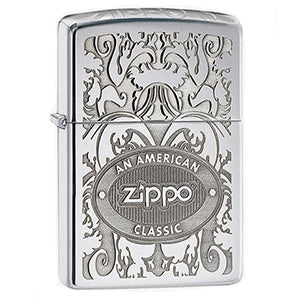 Engraved Crown Stamp™ Chrome Windproof Lighter