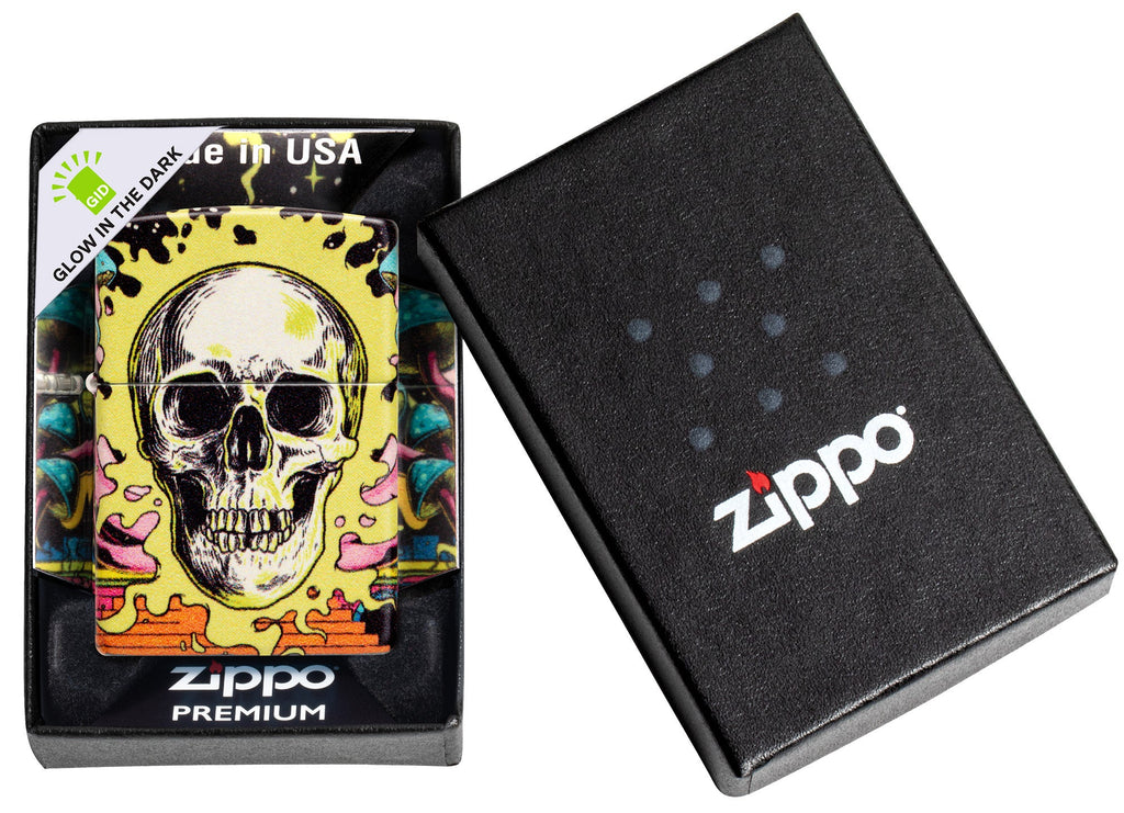 Zippo Trippy Skull Design Glow In The Dark 540 Color Windproof Lighter Zippo Usa 
