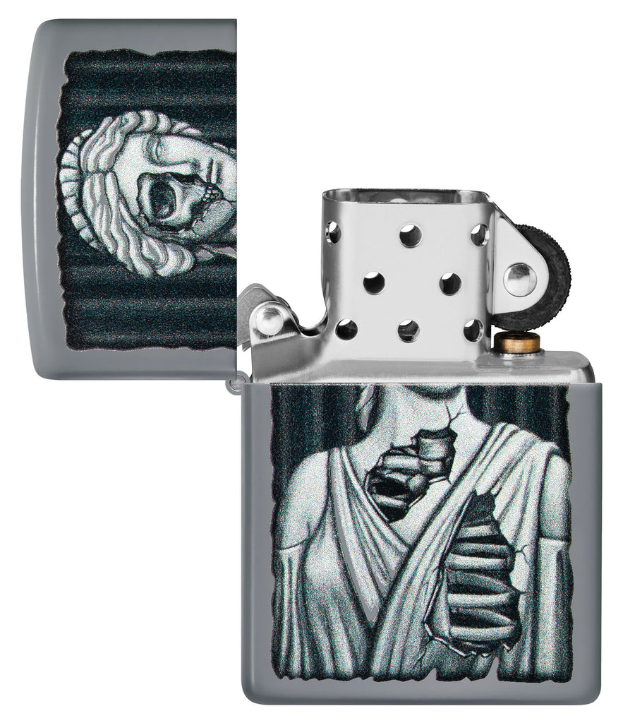 Lady Skull Design Flat Grey Windproof Lighter | Zippo USA