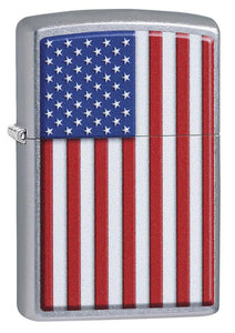 United States Stamp on American Flag Chrome Windproof Lighter 