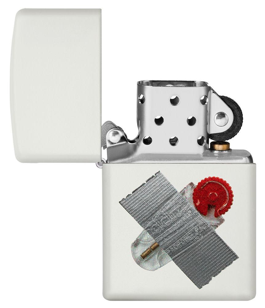 Taped Flint Dispenser Design White Matte Windproof Lighter | Zippo USA