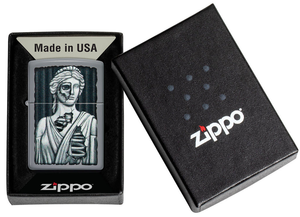 Lady Skull Design Flat Grey Windproof Lighter | Zippo USA